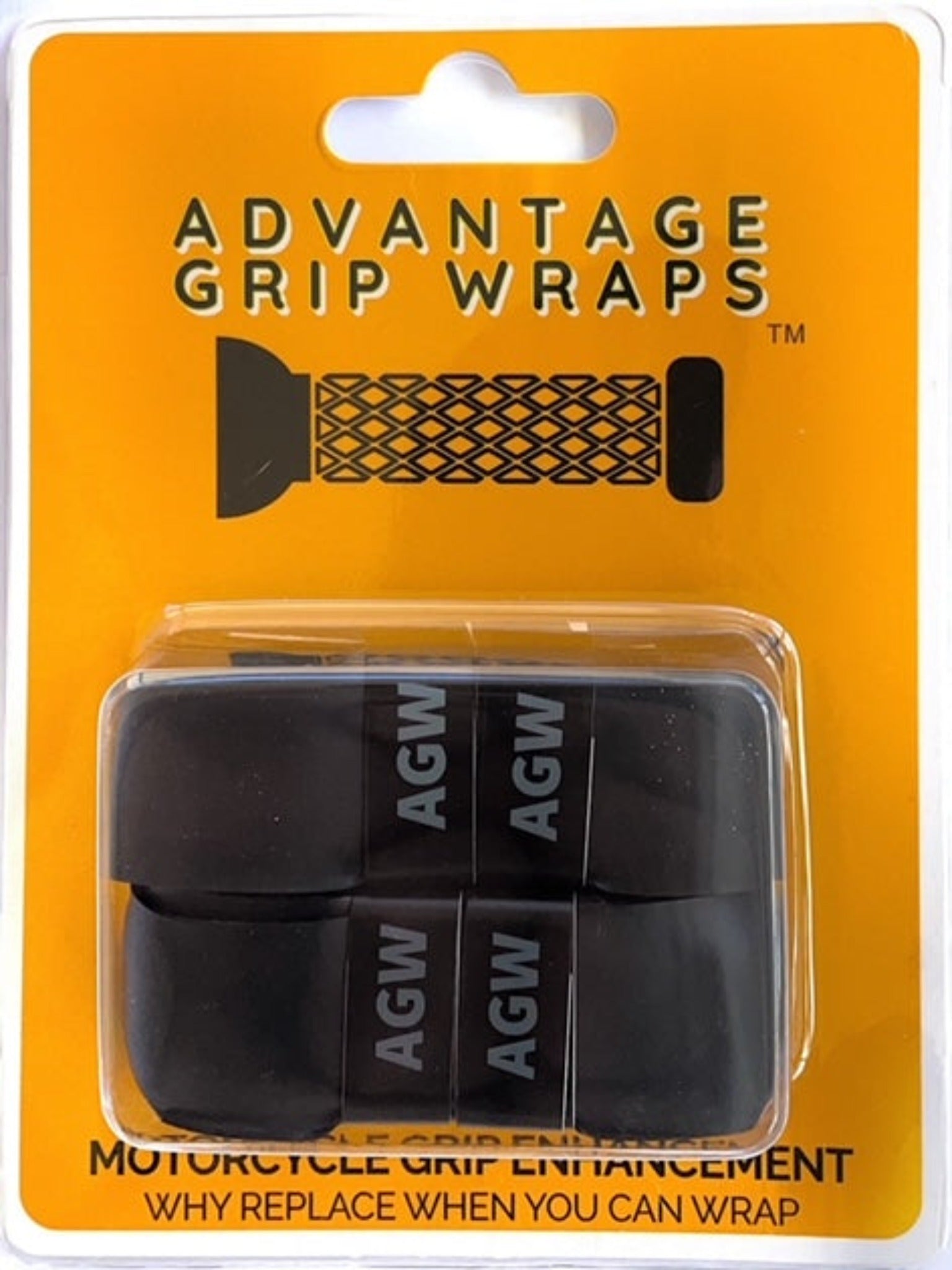 Advantage Grip Wraps package containing two grip wraps and four attaching strips. Why replace when you can wrap? Grip Tape. Grip enhancement.